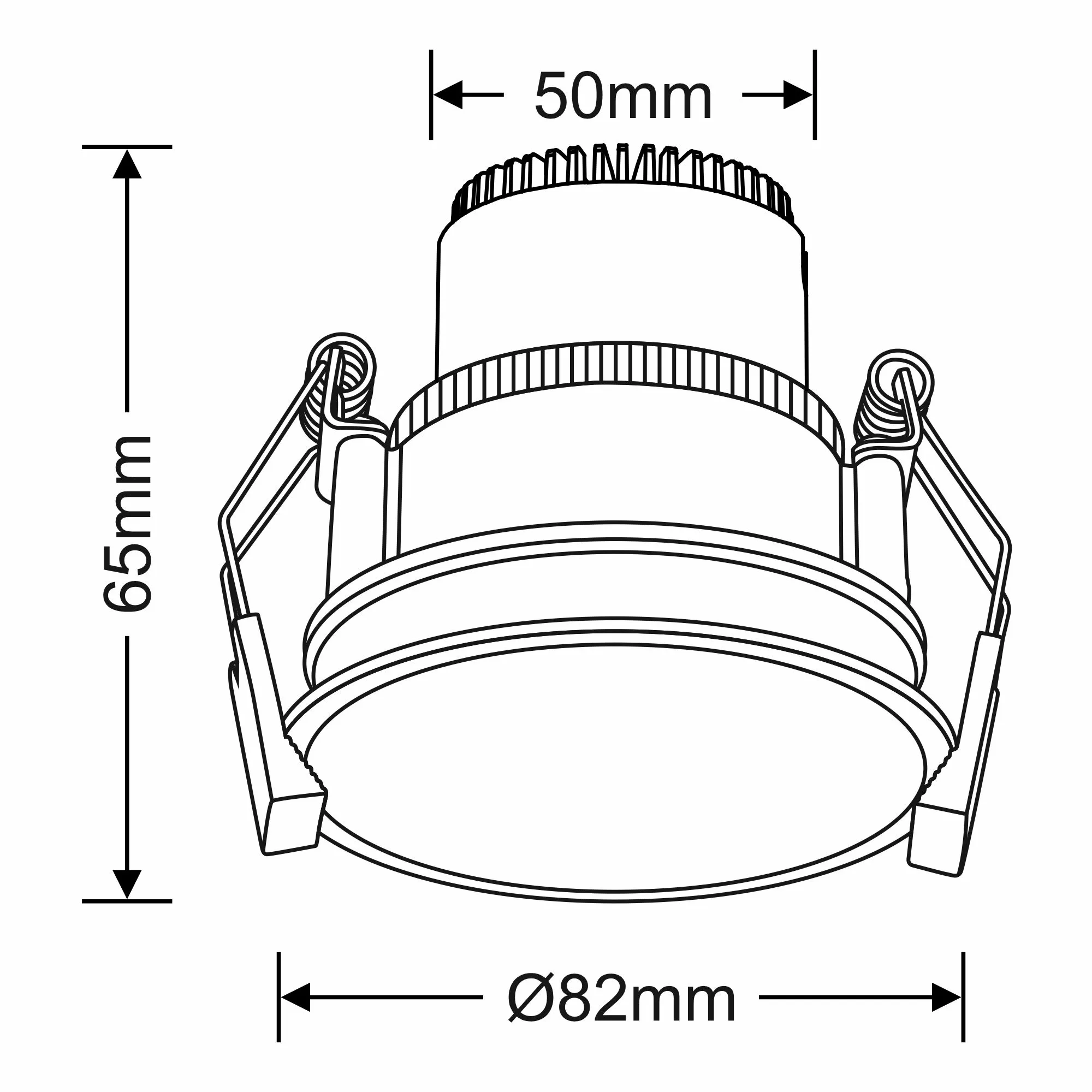 DM201622  Bania 8S 8W ,180mA 480lm 3000K 60° LED Engine, Black IP20 Fixed Recessed Spotlight , 5yrs Warranty